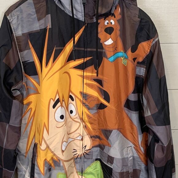 Scooby-Doo Mens Graphic Hoodie raincoat Black zip up size large members only - Picture 4 of 14